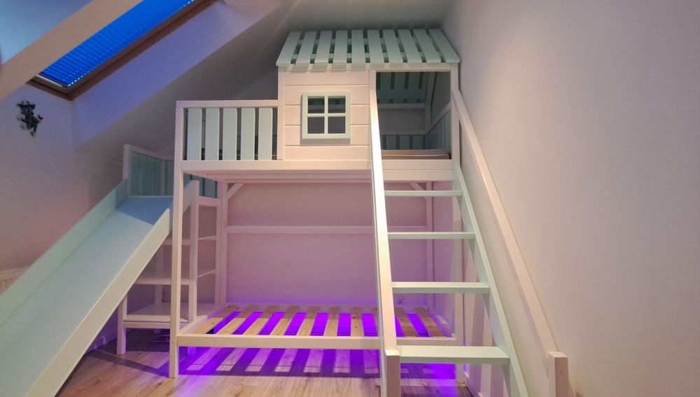 Łóżko drewniane pietrowe domek dla dzieci