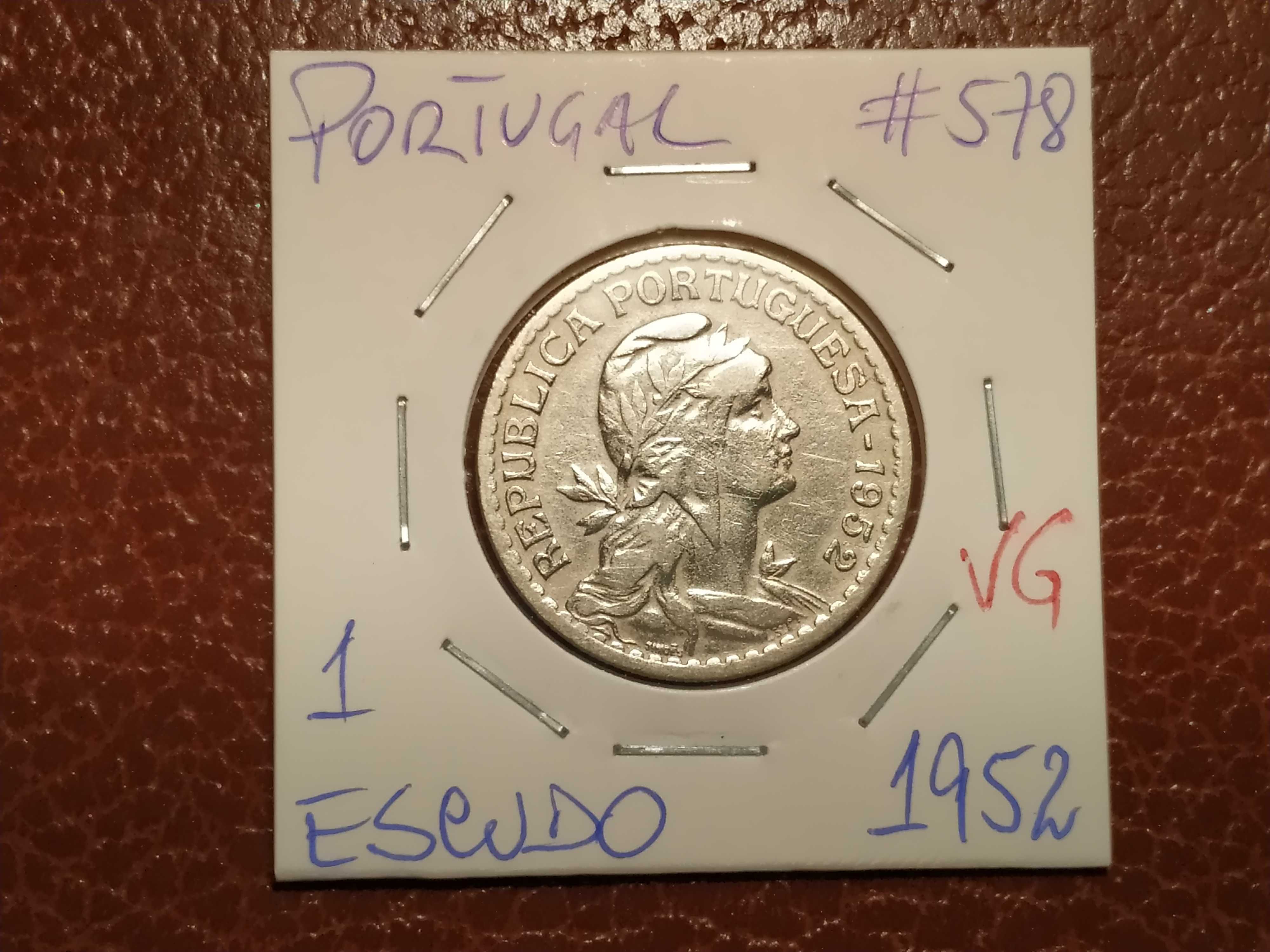 948 Moeda de 1 escudo de 1952 (VG) - Portugal (em alpaca)