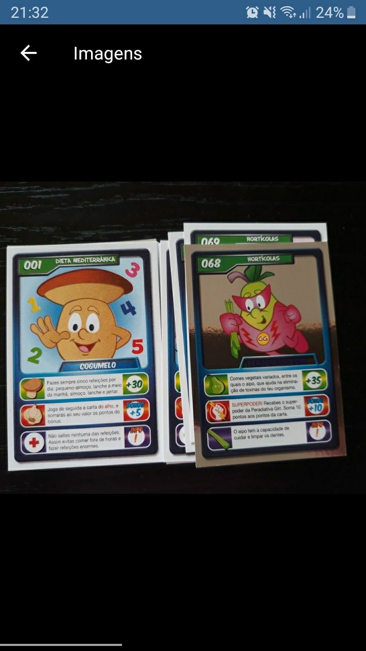 Jogo de cartas alimentos saudáveis