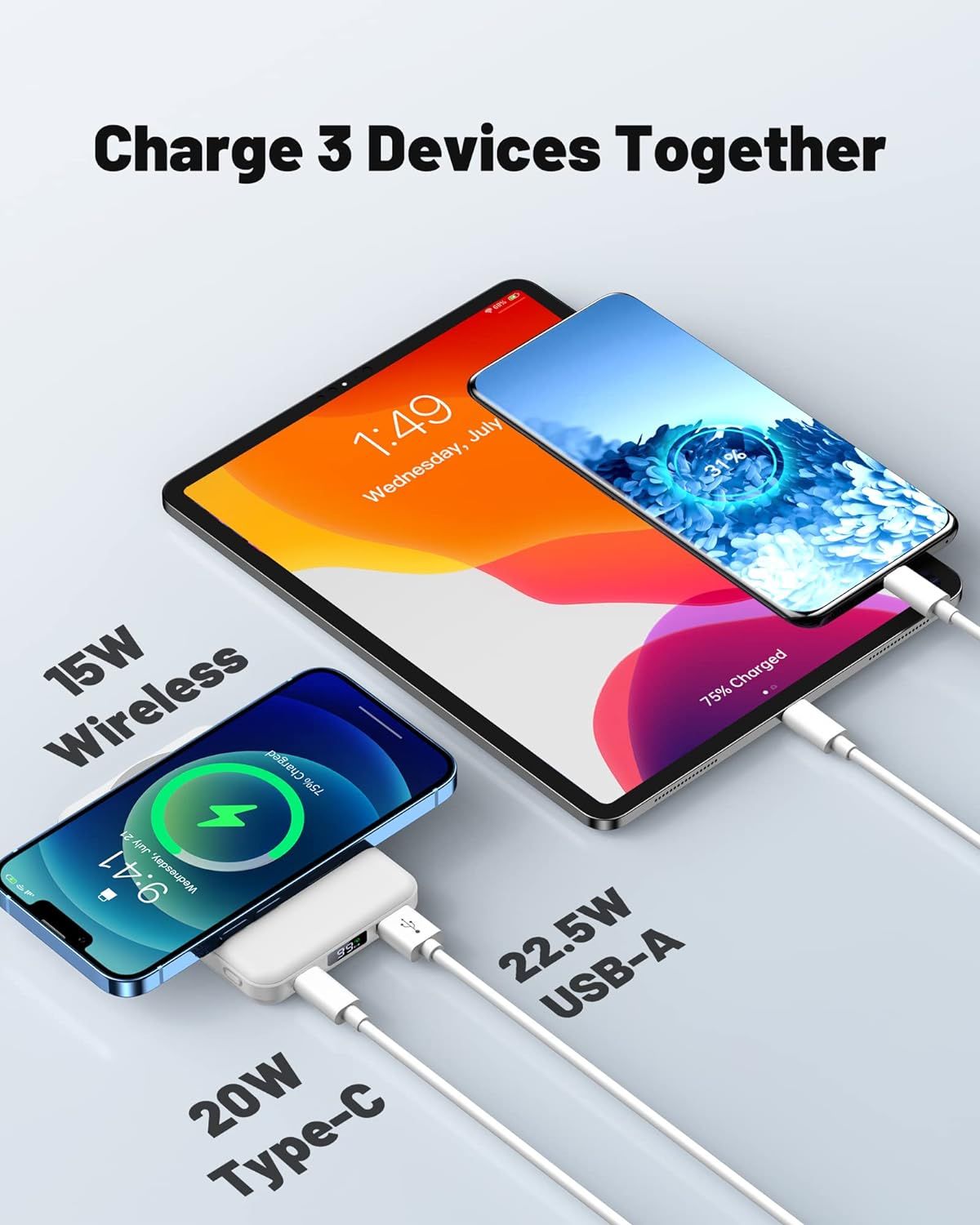 magnetyczna bezprzewodowa ładowarka yiisonger, 10000 mah
