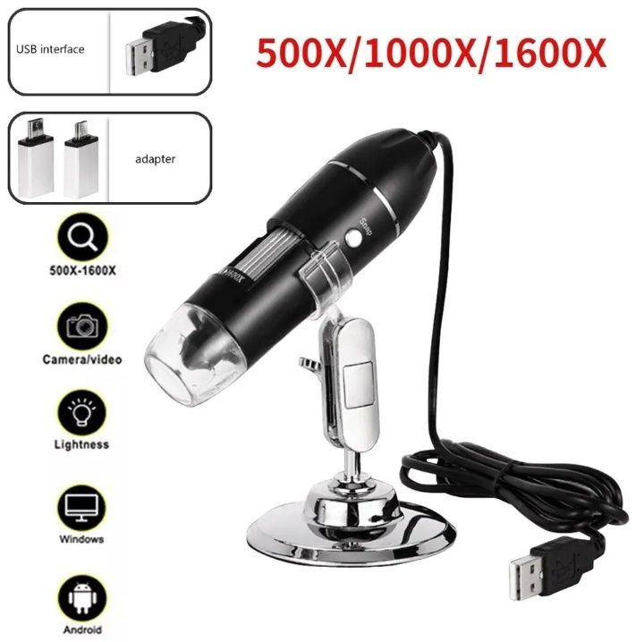 USB мікроскоп микроскоп цифровой с увеличительным стеклом 1000X/1600X