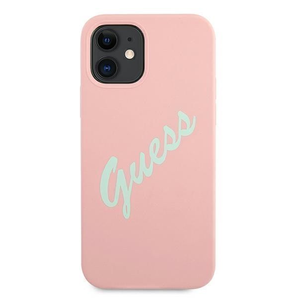 Guess Etui Silicone Vintage do iPhone 12 Mini 5,4" - Różowo Zielony