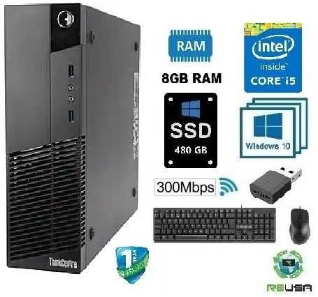 Pc-Lenovo M83 OFFICE-4ªGr.-I5-3.2GHz|8Gb|SSD480GB|WIFI|Kit|W10|W11Pt