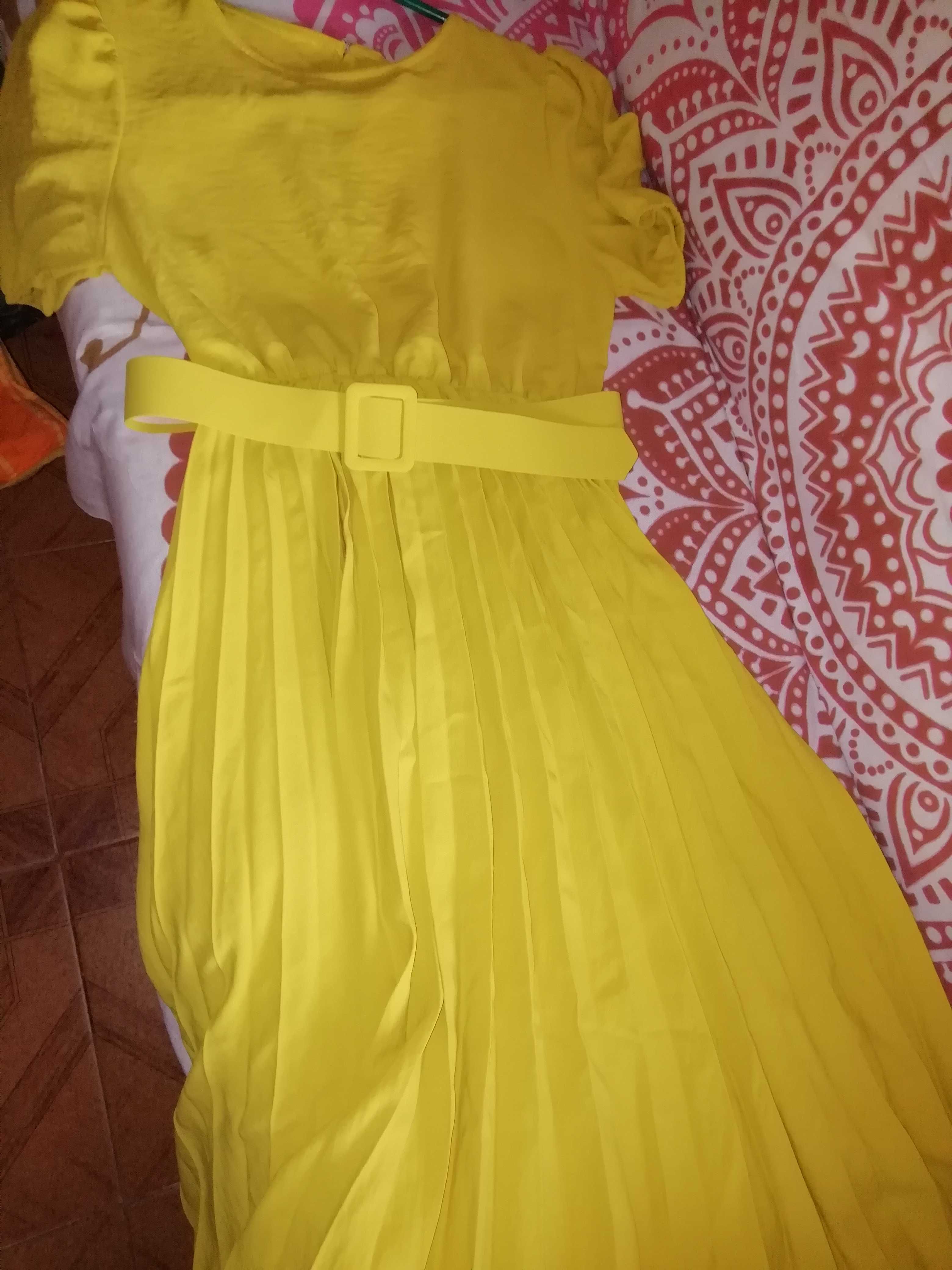 Vestido amarelo mostarda novo