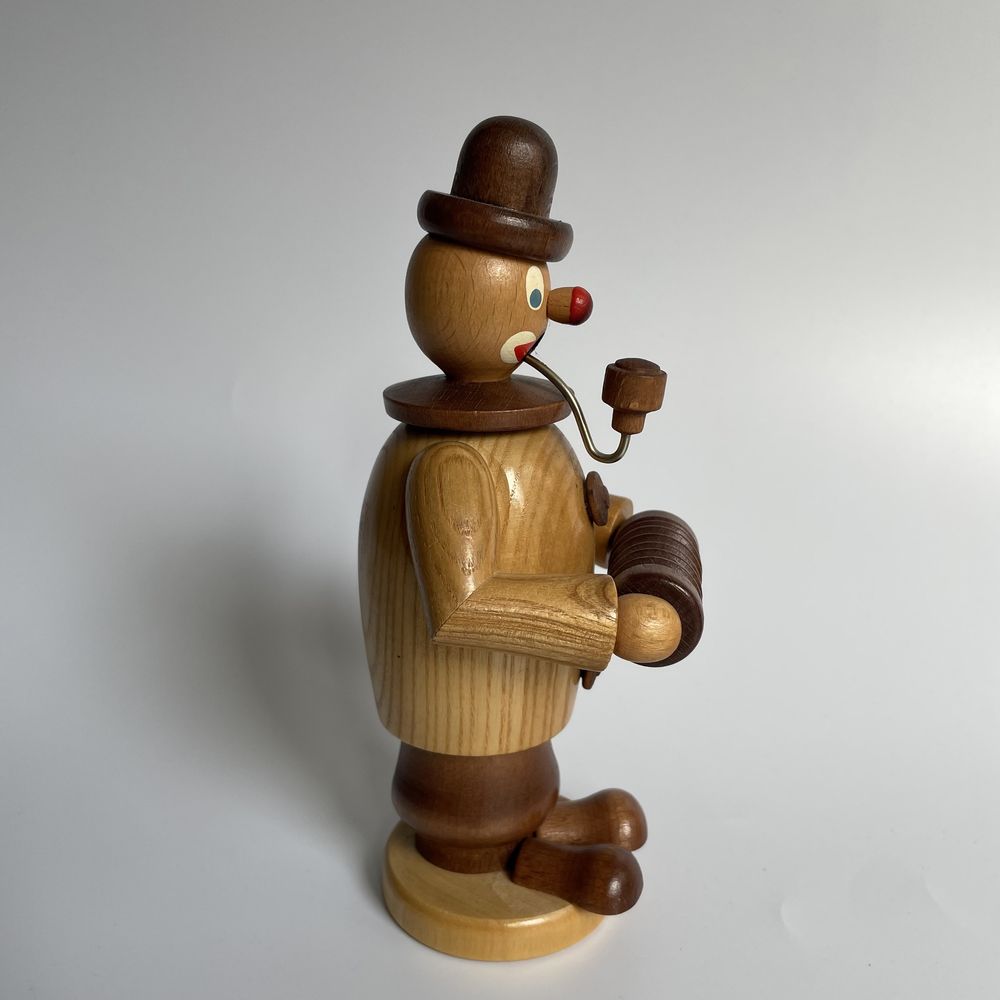 Figurka drewno rzeźba klaun palacz na kadzidełko wyjątkowa i śmieszna
