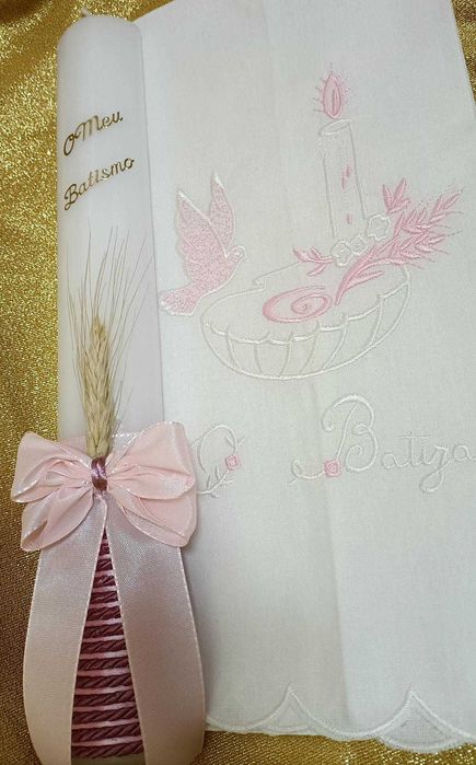 Conjunto Batismo (Vela, Toalha e Concha)