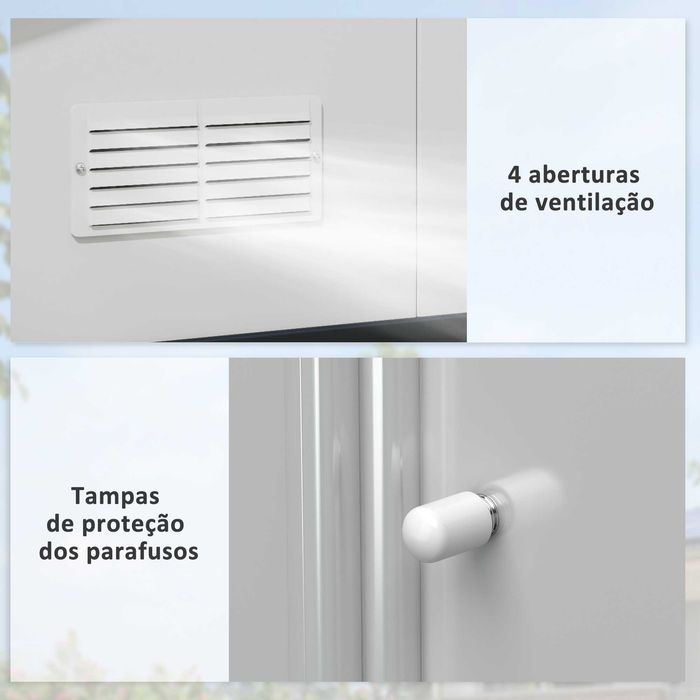 Abrigo de Jardim Metálico 12,4m² Branco 340x386x200cm NOVO