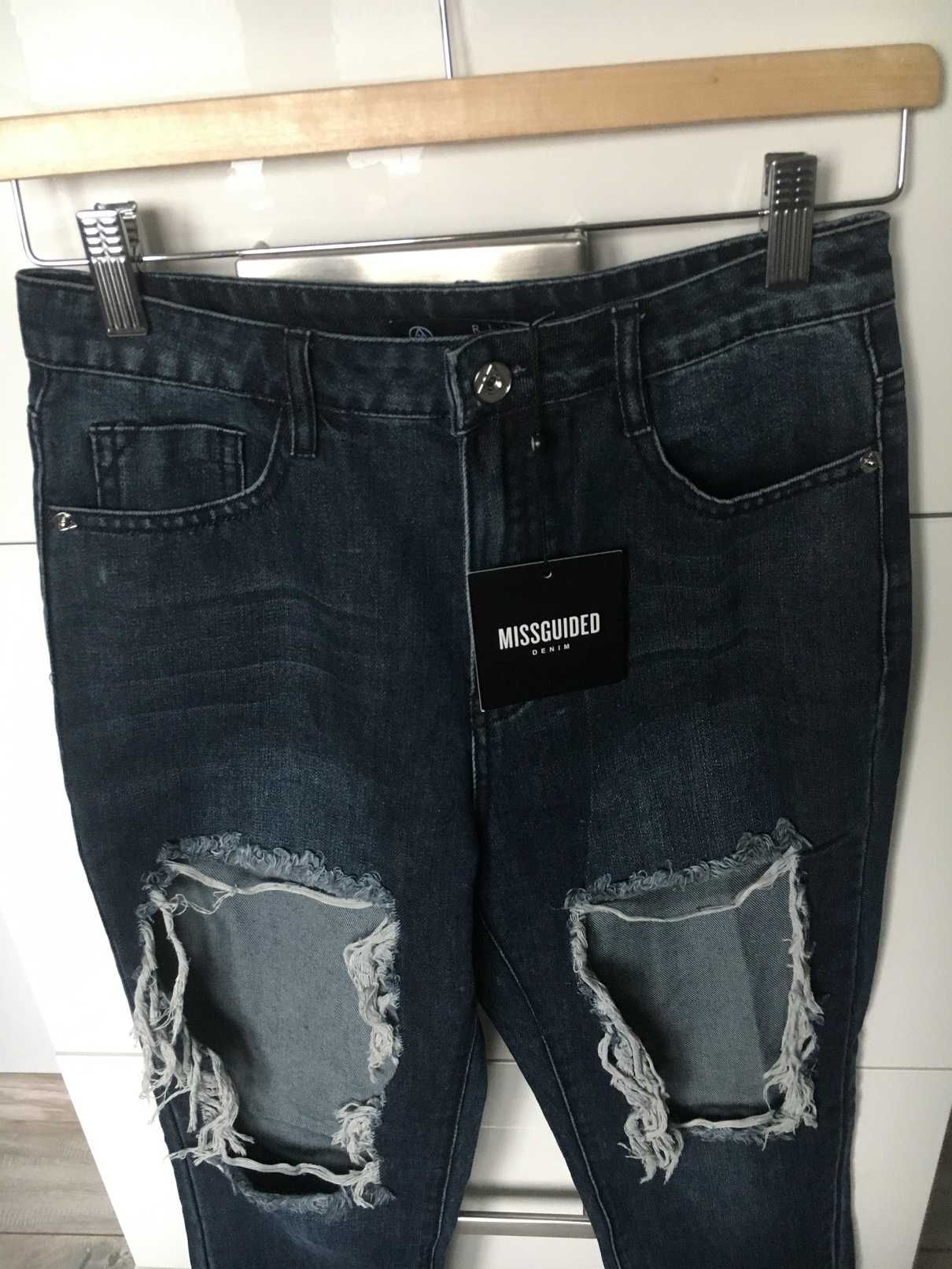 missguided spodnie jeansowe z dziurami 36