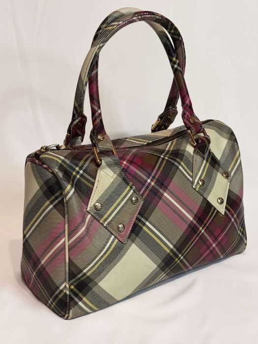 Vivienne Westwood Оригінал Сумка Боулер Тартан Шкіра