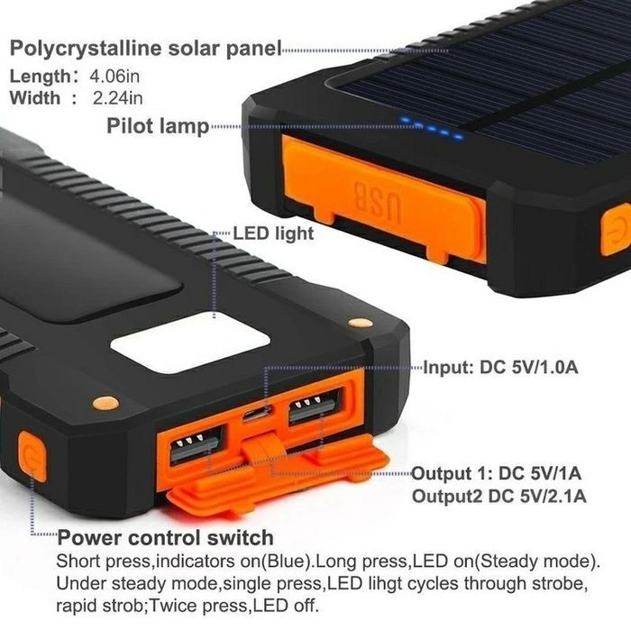 Power Bank Solar 30000 mAh à Prova de Água
