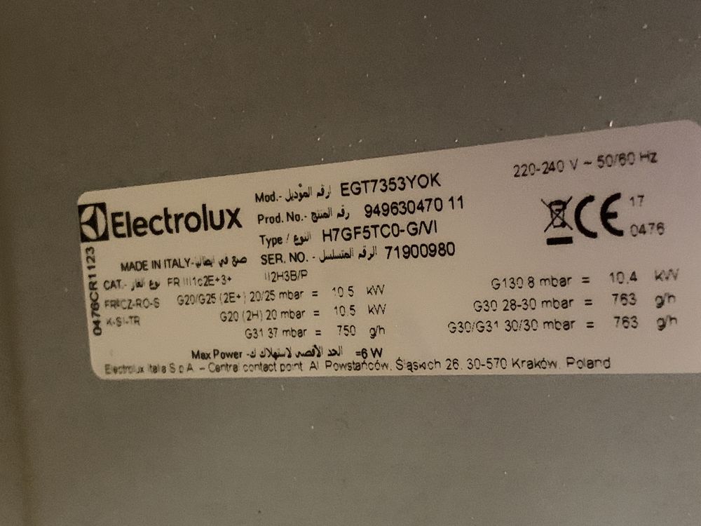 Варильна поверхня газова Electrolux EGT 7353 YOK