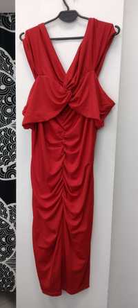Sukienka czerwona dzianina marszczenia r. 2 XL