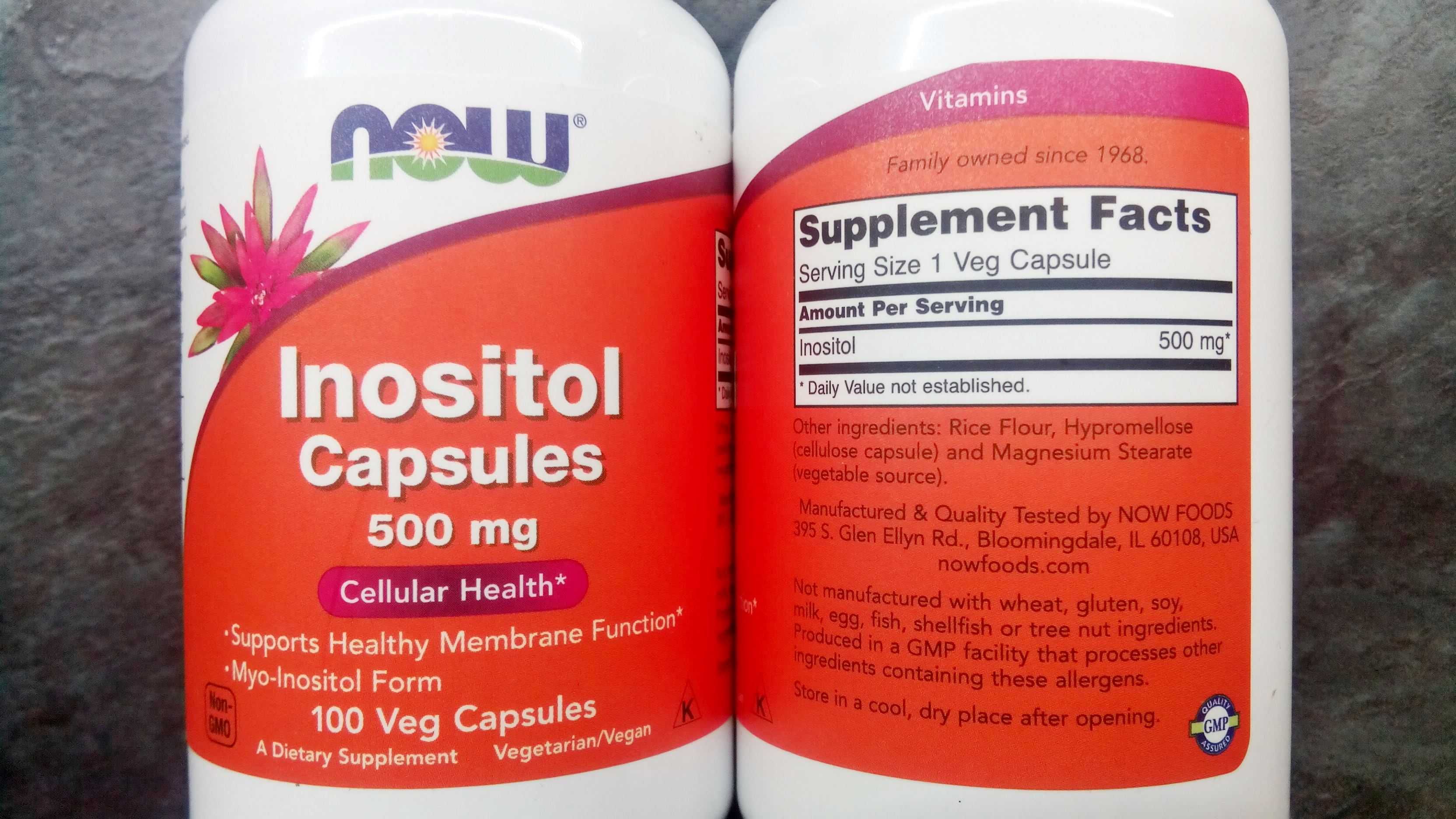 Now Foods, Inositol 500 мг (100 капс.), инозитол, інозитол