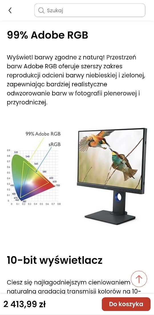 BENQ SW240 24.1" monitor dla fotografa grafika montaż video