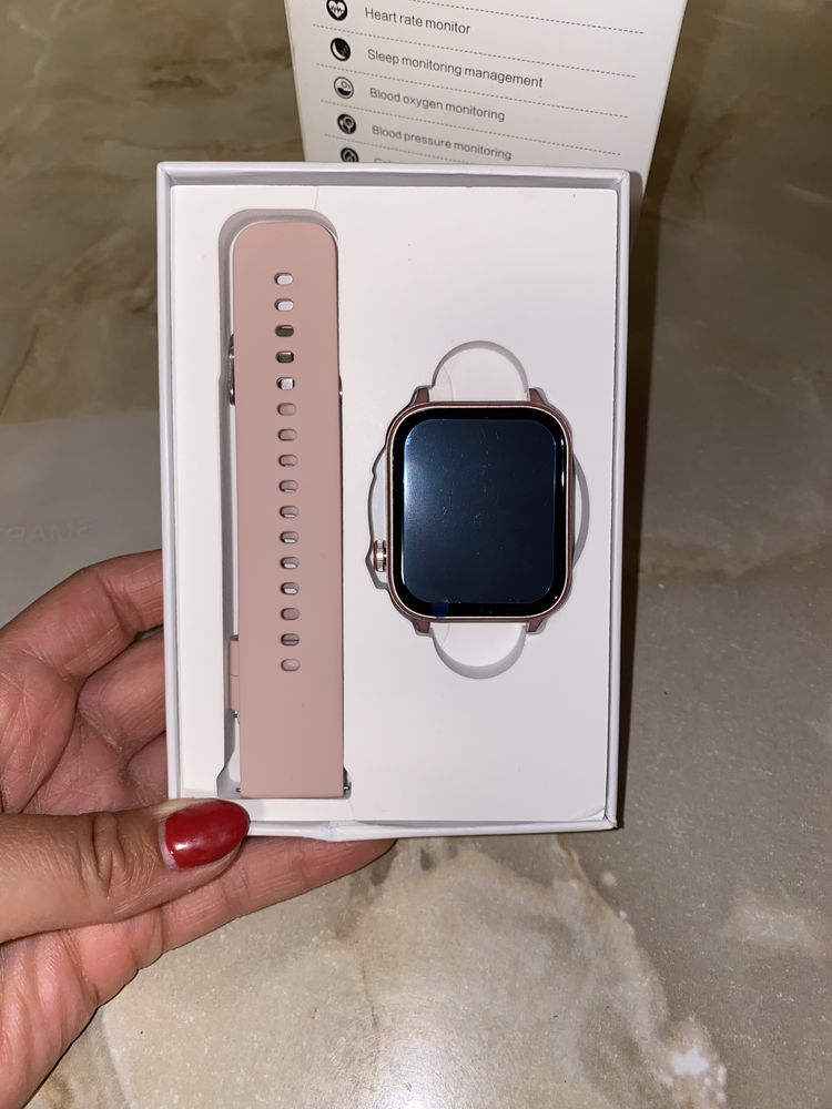 Smart watch pudrowy róż nowy zestw