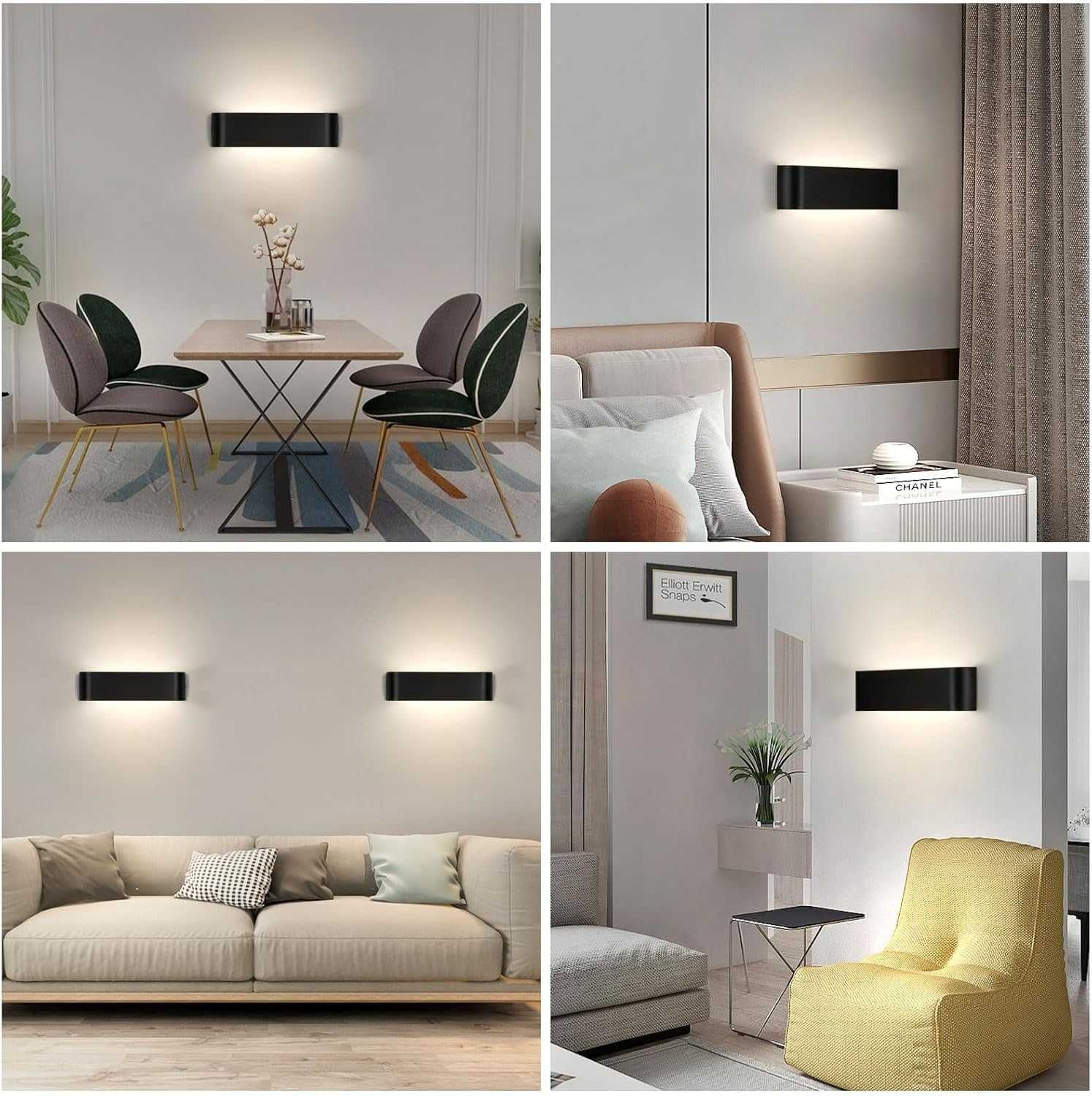 Lightess Lampa ścienna LED, 16 W kinkiet czarny