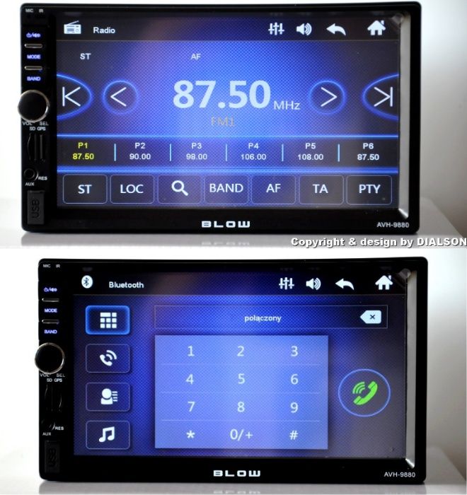 Radio Samochodowe BLOW 2DIN USB 7 Nawigacja GPS do IGO MAPY EUROPY PL