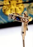 Antyk artdeco pierścionek złoty brylanty 0.40 ct  szafir