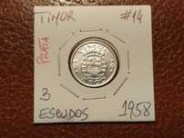 Timor Português - moeda em prata de 3 escudos de 1958