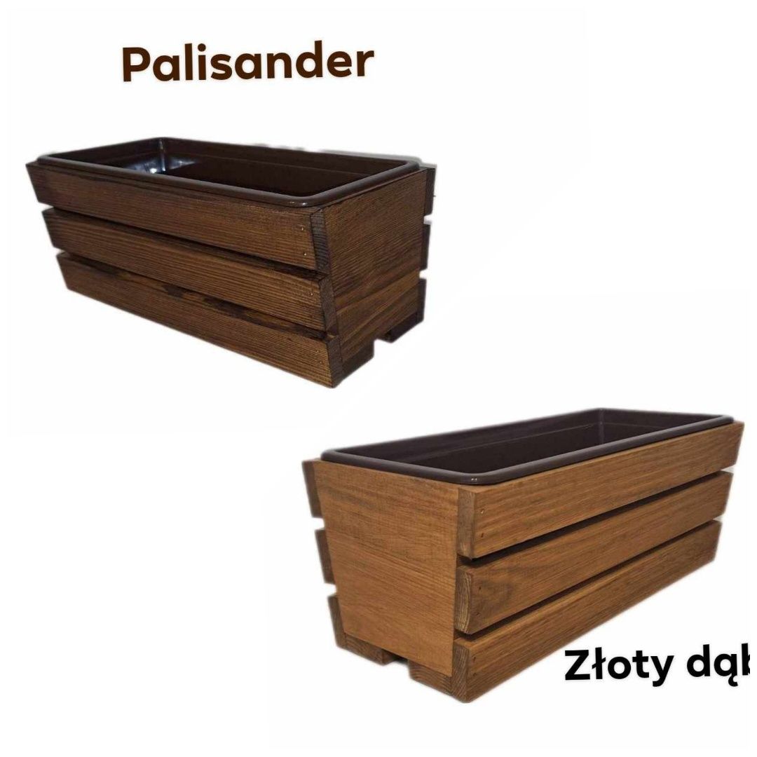 Skrzynka drewniana na kwiaty z wkładem 60cm