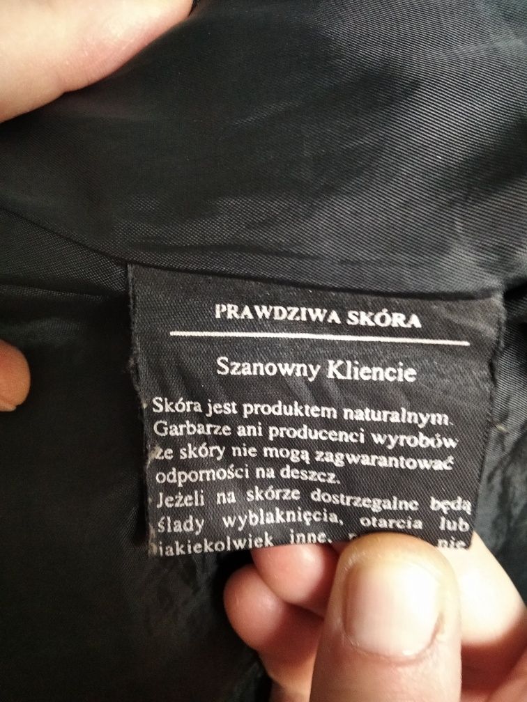 Płaszcz skórzany czarny skóra naturalna