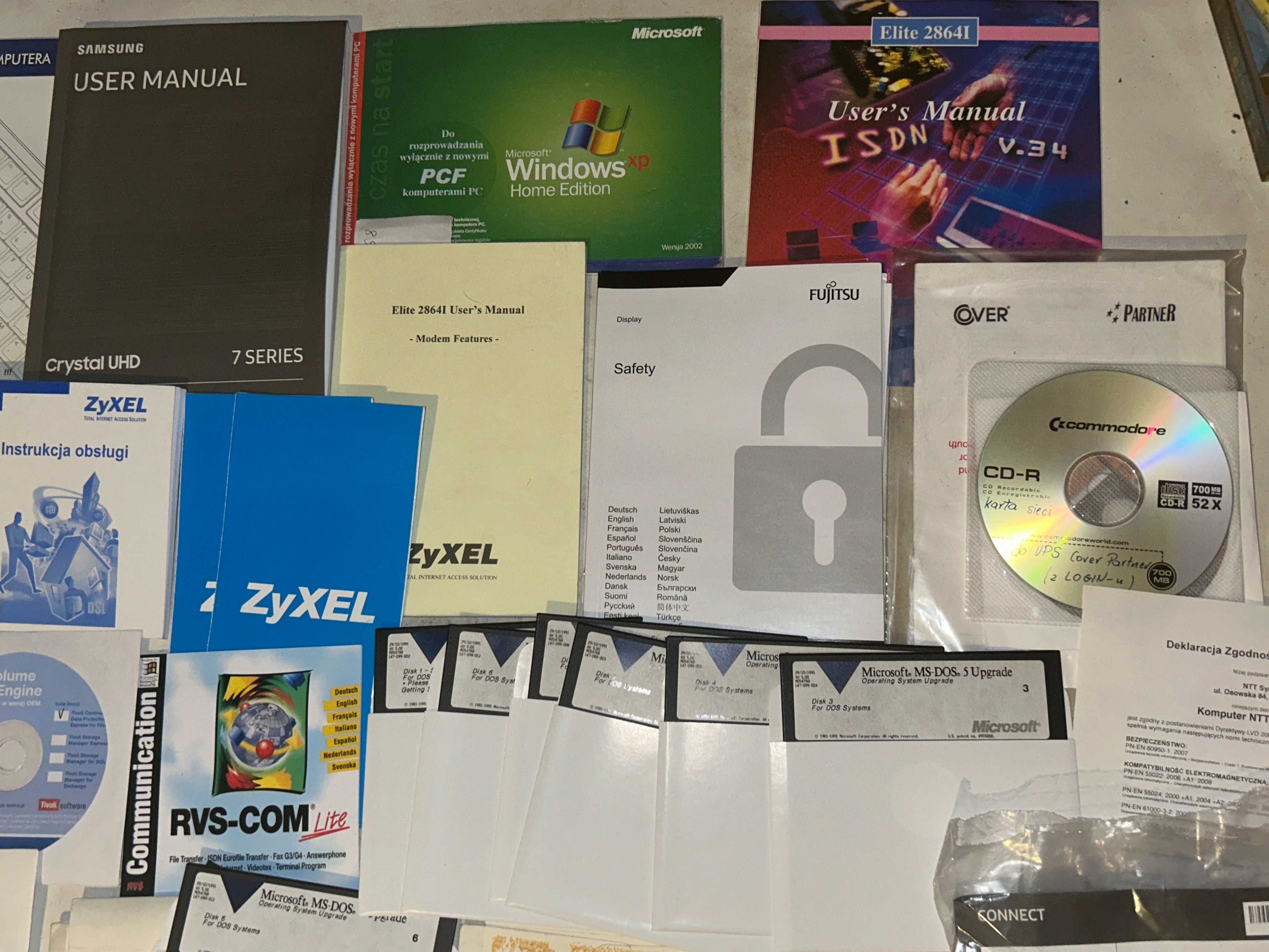 Płyty,instrukcje,dyski MS-DOS,Gigabyte,NTT,Samsung,IBM