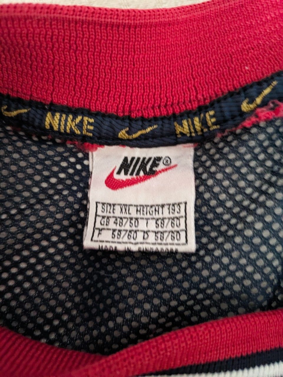 rare Nike Vintage Blue Red Half Mesh V Neck Shirt