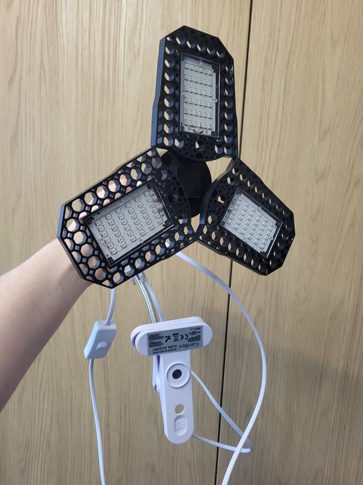 Zestaw Lampa do Roślin LED Uprawy Wzrostu Panel plus statyw klips