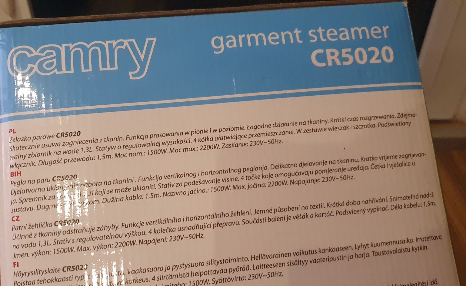 Parownica żelazko steamer do ubrań Camry CR5020
