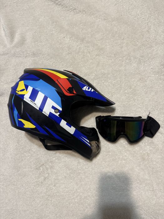 Шлем фулфейс с очками велосипедный мото кросс эндуро