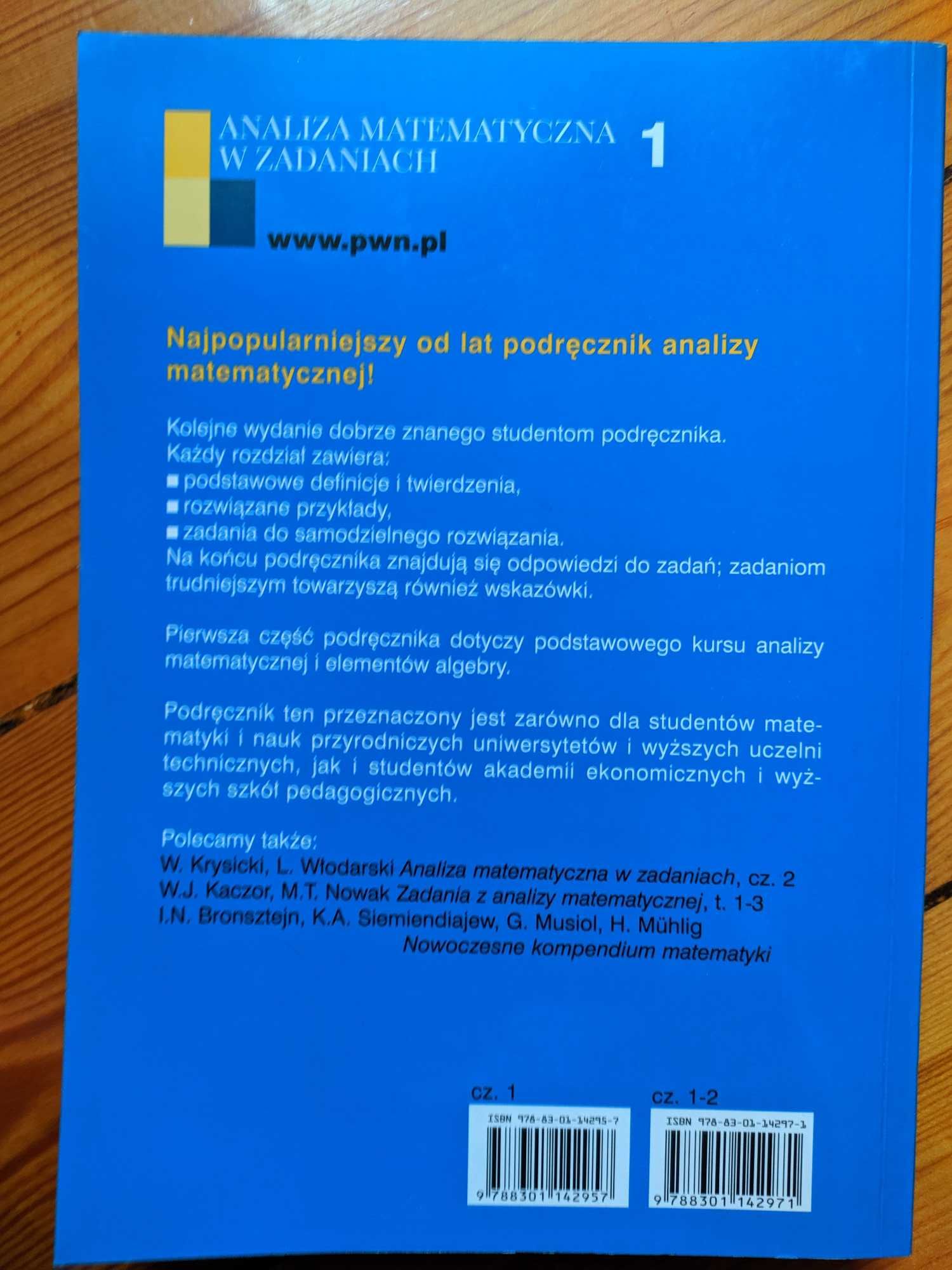 Analiza matematyczna w zadaniach 1. W.Krysicki, L.Włodarski