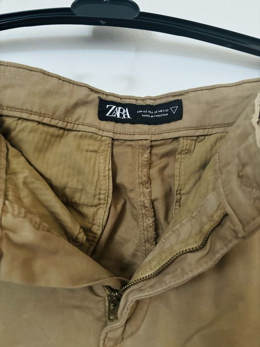 Spodnie męskie prosta nogawka Zara 42 jasne musztardowe beżowe bawełna