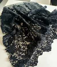 Gipiura koronka materiał na sukienkę rękawy tiul haftowana