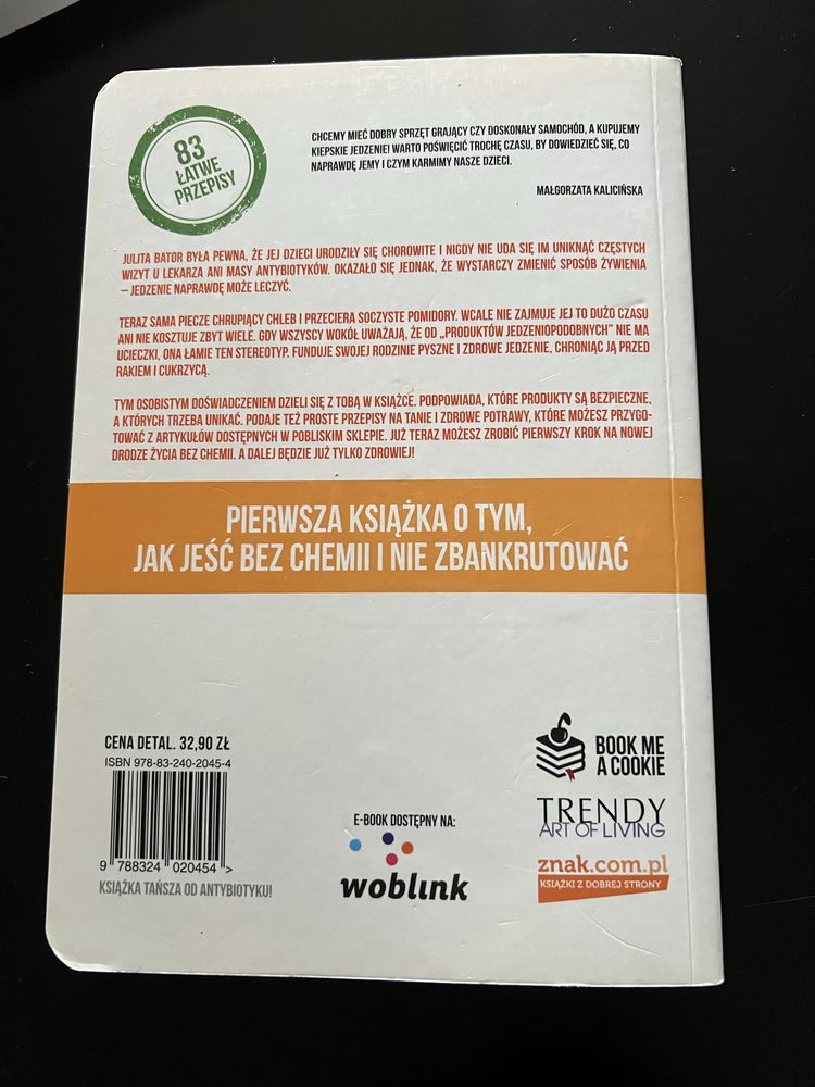 Książka poradnik Zamień chemię na jedzenie Julita Bator