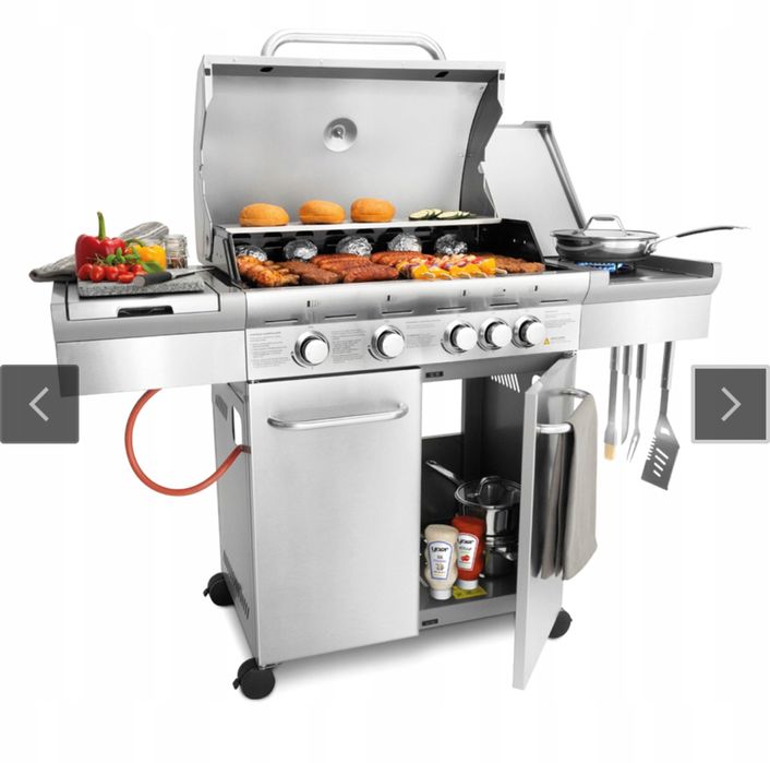 Gril Gazowy YOER 100% stal nierdzewna, STALOWE rusztu, miejsc na butle