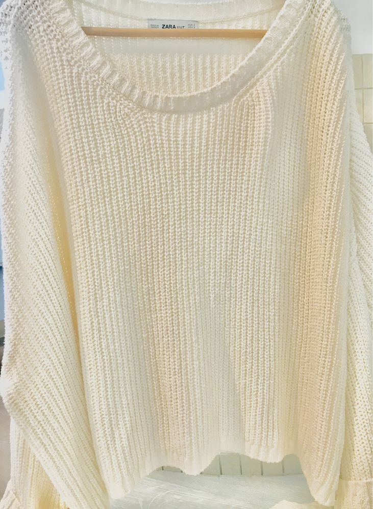 Sweter Oversize Uni krem Zara splot ciepły