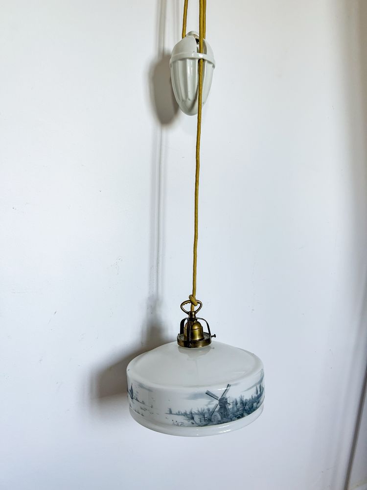 Lampa wisząca ceramiczna z przeciwwagą Holenderska Vintage 1960