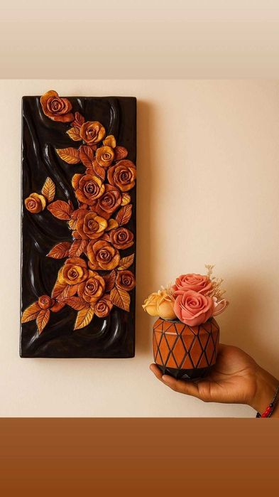 Quadro decorativo em relevo com flored