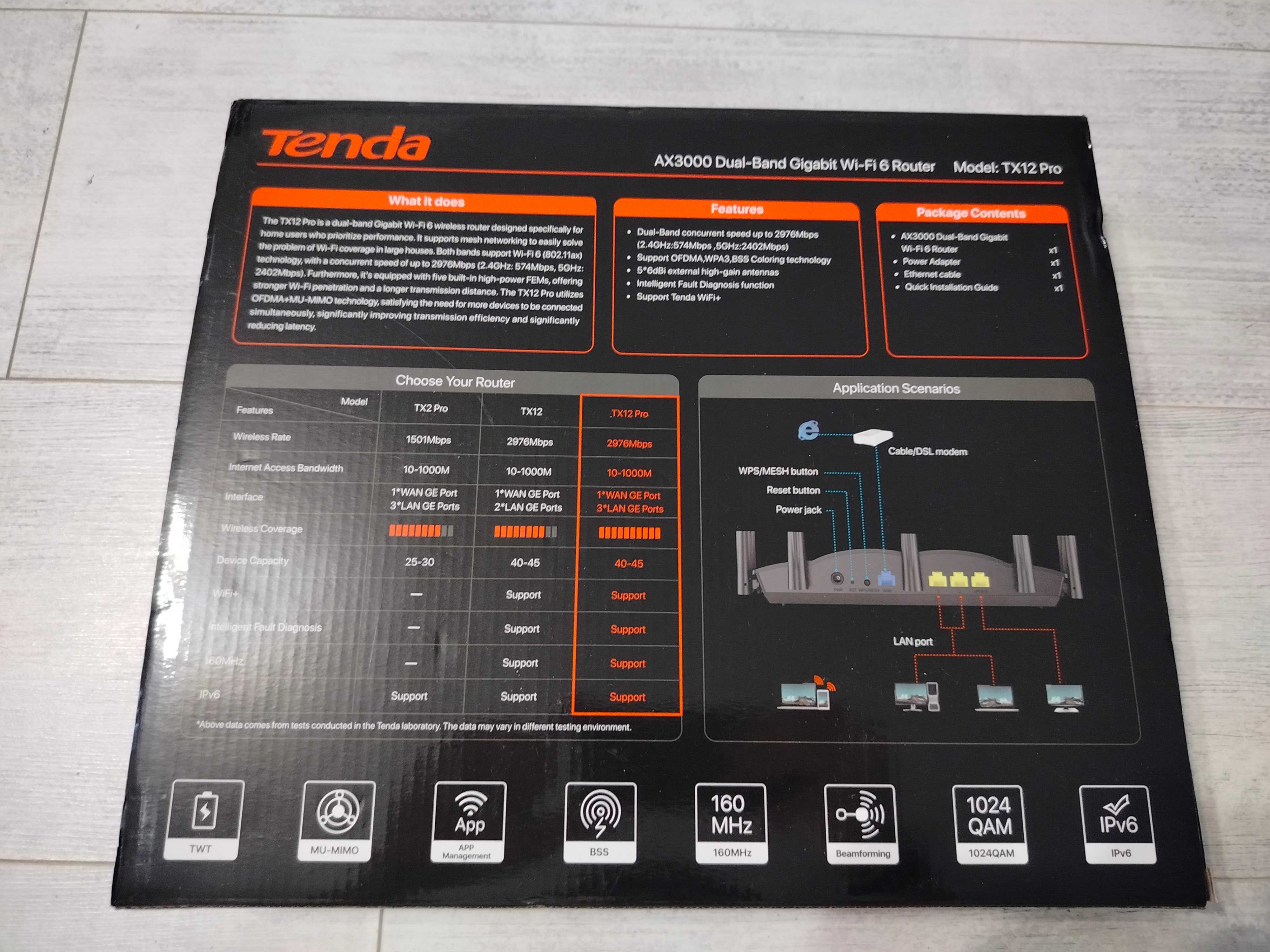 Роутер WiFi6 Tenda TX12 Pro гігабітний AX3000/ Маршрутизатор 1 Гбіт/с