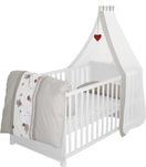 Kompletne łóżeczko białe Combi 70 x 140 cm z materacem, baldachimem