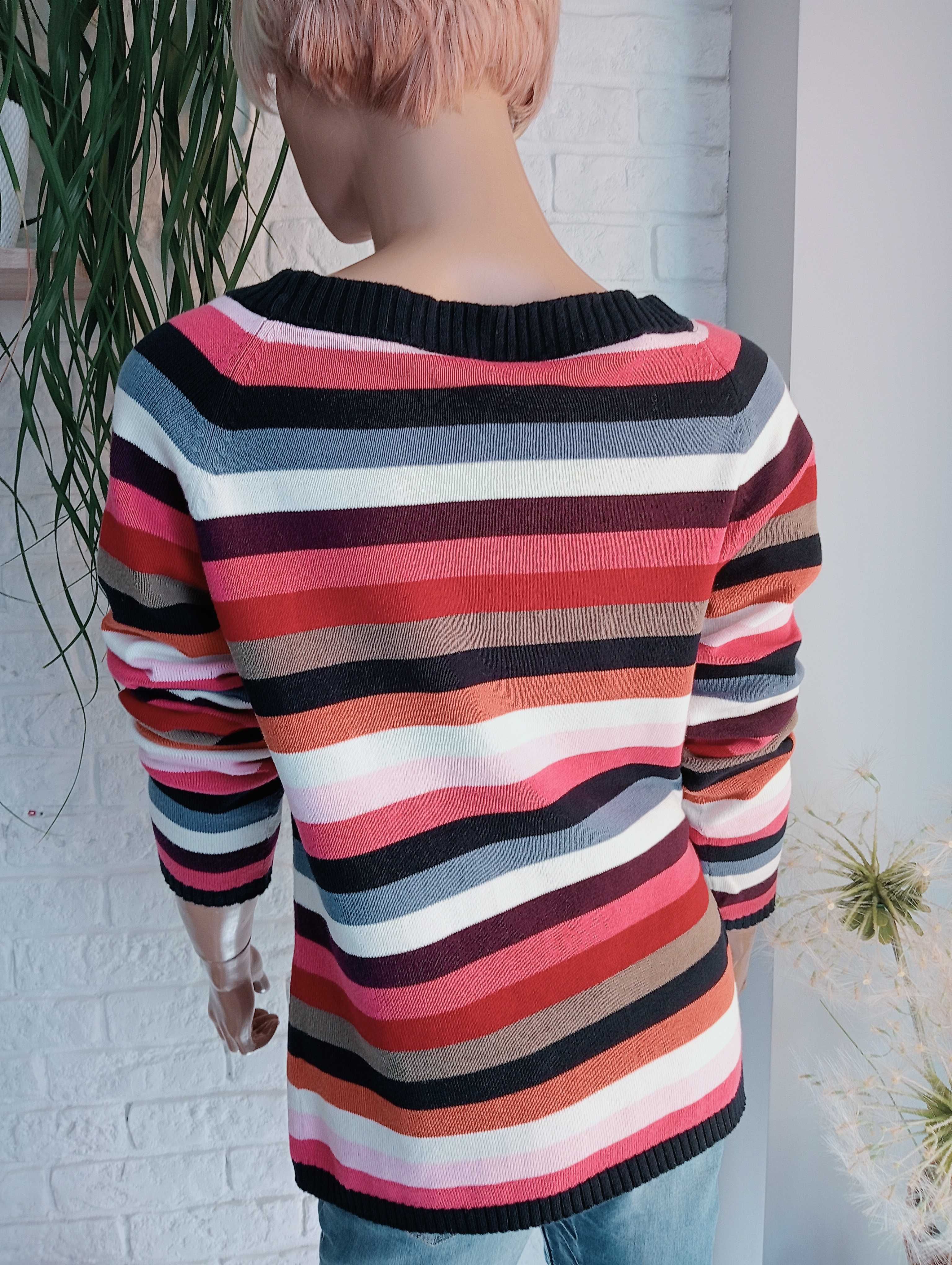 Bawełniany sweter damski w paski kolorowy 40-42/M-L Lindex