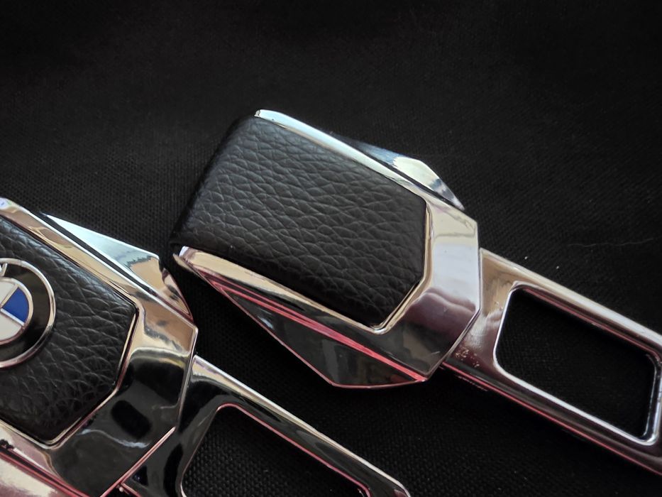 2 шт Заглушки ремня безопасности металл BMW цинк.сплав + кожа