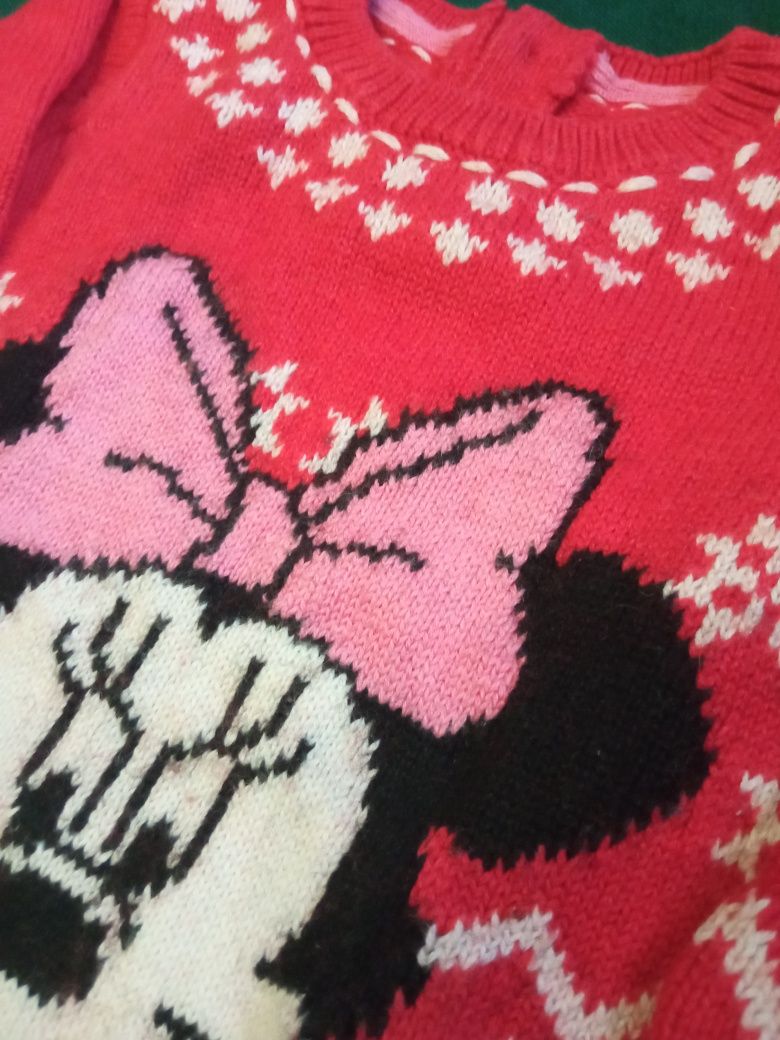 Sweterek norweski wzór myszka Minnie M&S r.98