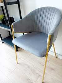 Krzeslo nowoczesne aksamitne szare velvet  do salonu toaletki