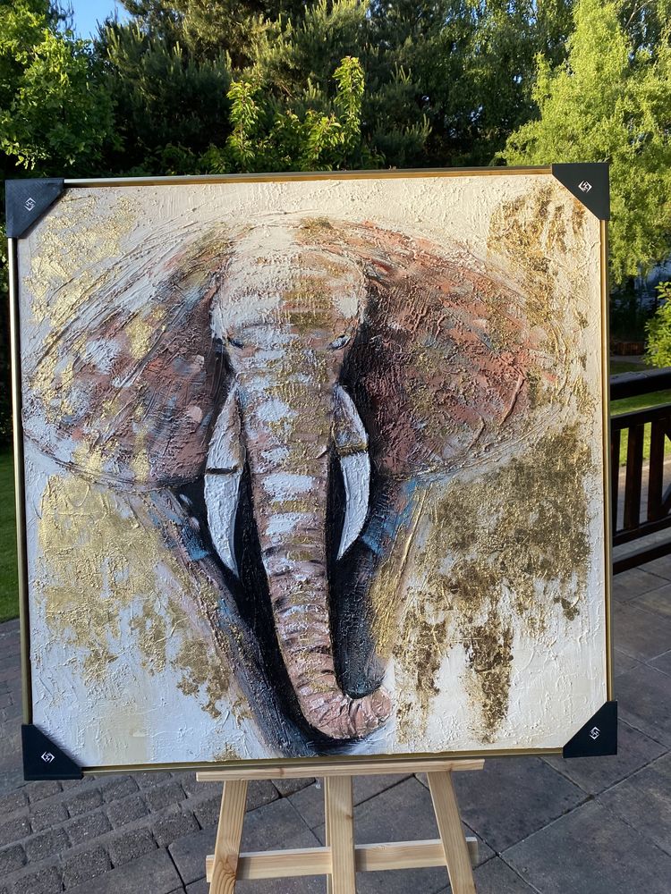 Obraz z ramą na płótnie Słoń