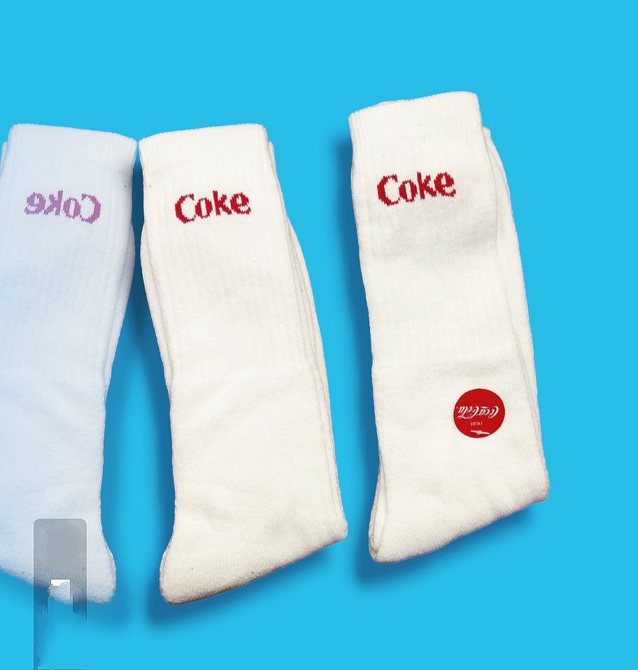 Високі, чоловічі шкарпетки (гетри) білі Coca-Cola  розмір 43-46