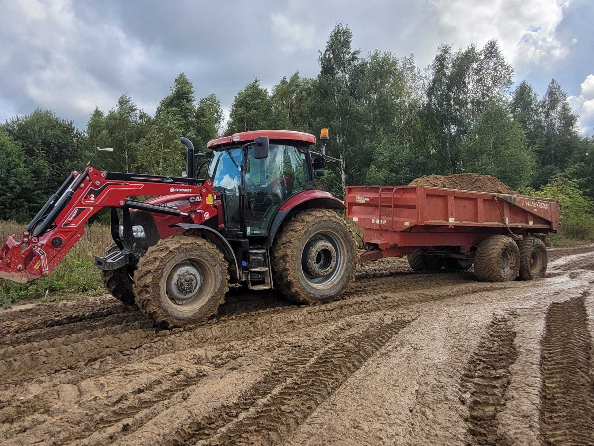 Usługi transport kruszyw wynajmę Ciągnik z przyczepą budowlaną koparka