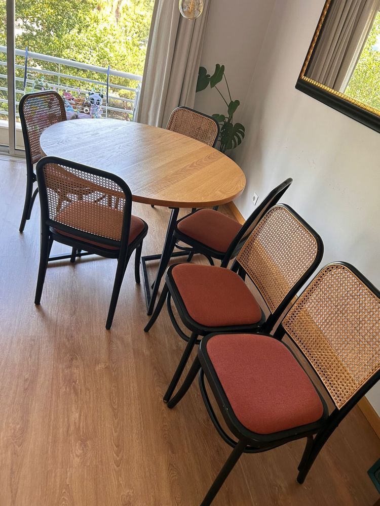 Mesa de jantar redonda 120cm + 6 cadeiras
