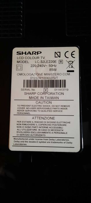 TV Sharp lc-32le220e, отсутствует материнская плата,ост. рабочее