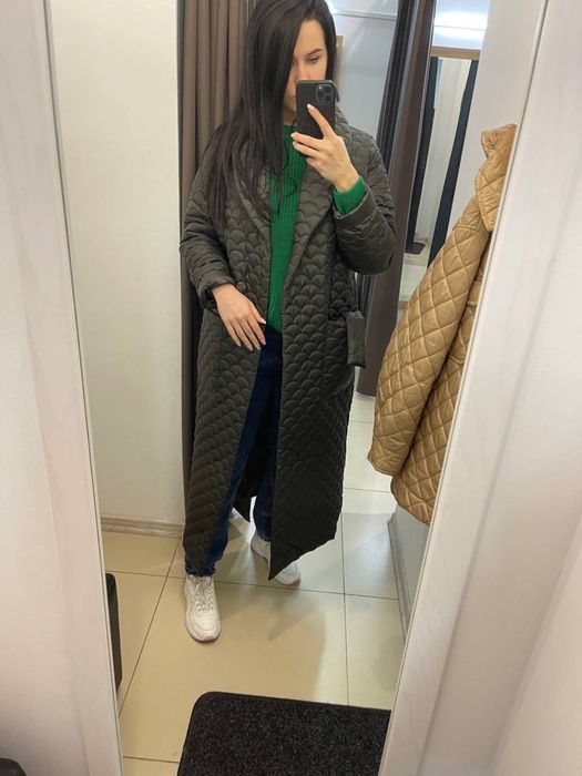 Стьогана куртка довга, пальто стьогане
